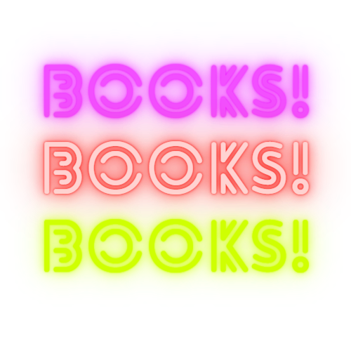 Das Wort BOOKS dreimal in hallogen und neon farben pink orange und gelb untereinander geschrieben